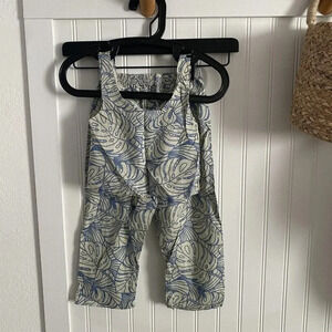Makai Beach Hawaii Girls Monstera Print 2 Pc Crop Tank & Pant Set 4 Years NWOT